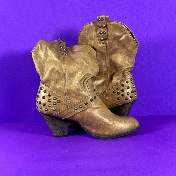 Coconuts Women's‎ Brown Bindi Studded Saddle Buckle Boots Shoe Size 8 - Picture 5 of 9
